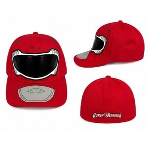 Power Rangers Red Ranger Helmet Hat Mighty Morphin Red Cotton Baseball Cap Logo